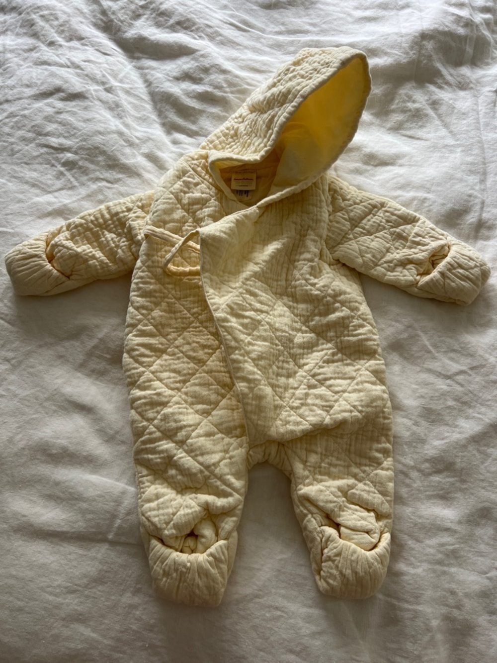 Hanna Andersson Quilted Hooded Baby One-Piece - Cream